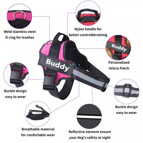 Personalized Reflective Dog Harness – No-Pull Vest for Walking