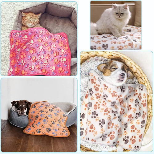 Soft Fluffy Pet Blanket with Cute Paw or Elephant Pattern for Dogs and Cats