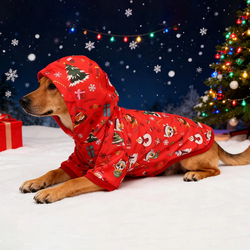 Festive Christmas Dog Hoodie for Autumn and Winter Holiday Pet Clothes