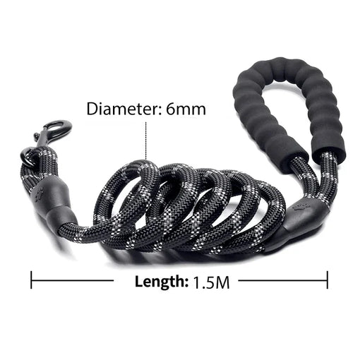 Strong Reflective Dog Leash – Durable Nylon Lead for All Dogs