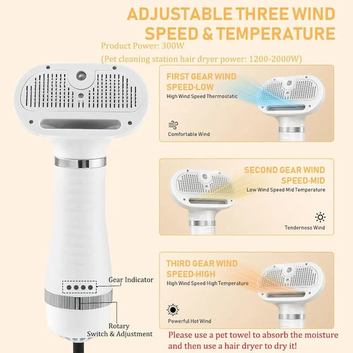 4-in-1 Pet Grooming Station, Steam Comb & Dryer with Shedding Brush