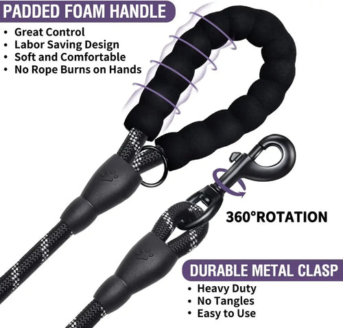 Strong Reflective Dog Leash – Durable Nylon Lead for All Dogs