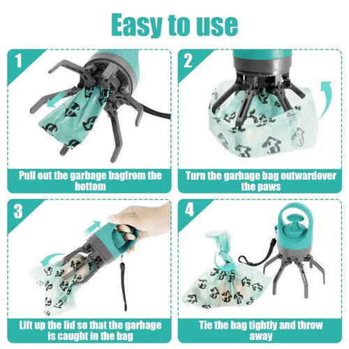 Portable No-Touch Pooper Scooper – Dog Waste Grabber with Bags