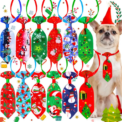 10 Pack Adjustable Christmas Dog Bow Ties and Neckties for Cats & Puppies