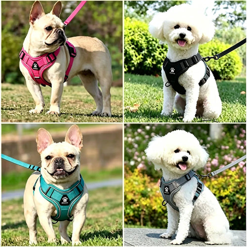 Adjustable Harness & Leash Set for Small Dogs - Reflective, Breathable