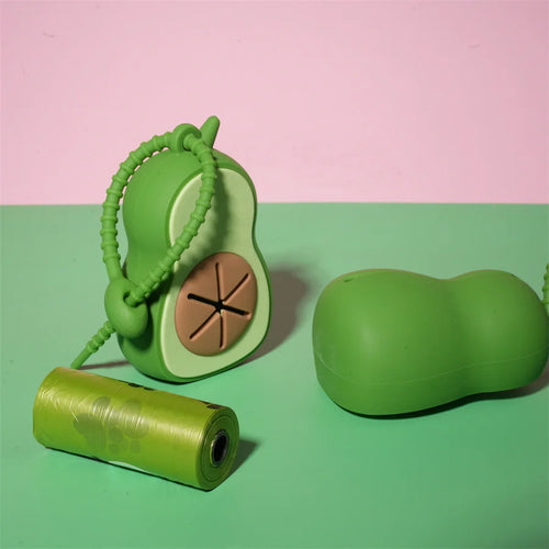 Cute Avocado Dog Waste Bag Dispenser – With Leash Attachment