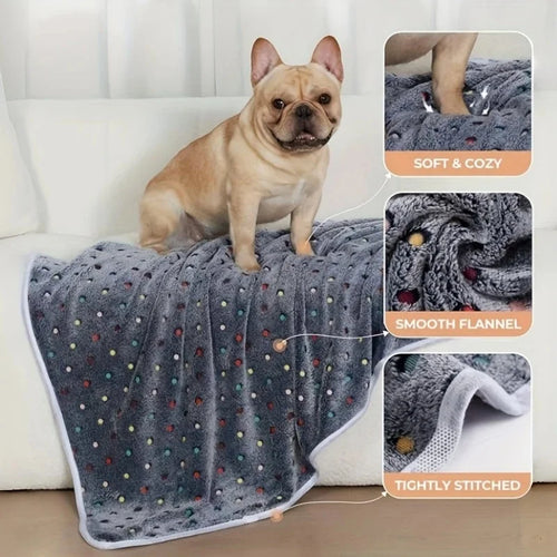 Soft Fluffy Dot Pattern Pet Blanket for Cats and Dogs Warm Coral Fleece