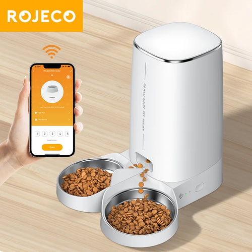 ROJECO Smart WiFi Automatic Cat Feeder – 4L Auto Pet Dispenser