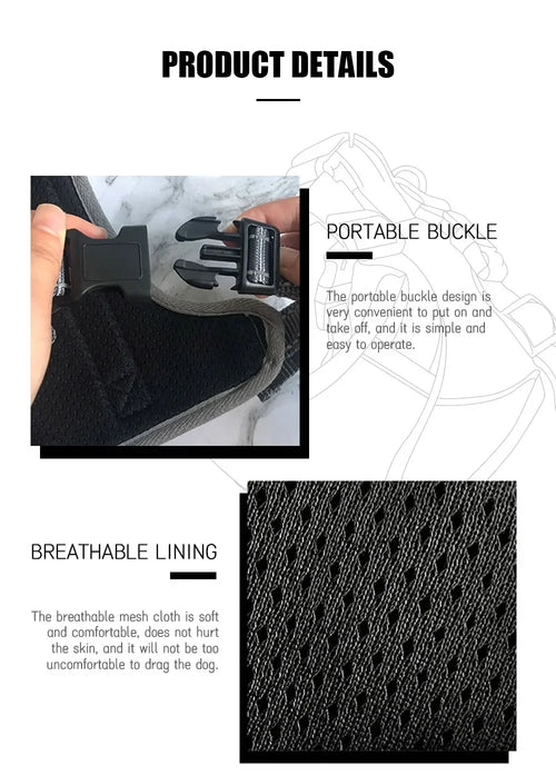 6-in-1 Dog Harness Set with Leed, Collar, Bandana & Poop Bag Holder