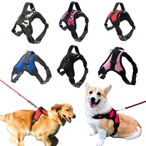 Padded Nylon Dog Harness Vest – Reflective, Adjustable Fit