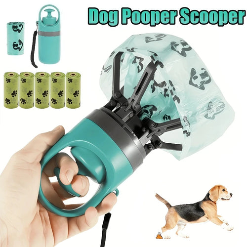 Portable No-Touch Pooper Scooper – Dog Waste Grabber with Bags