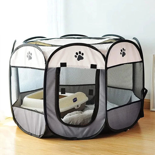 Foldable Pet Tent Playpen - Octagonal Outdoor Fence for Dogs & Cats