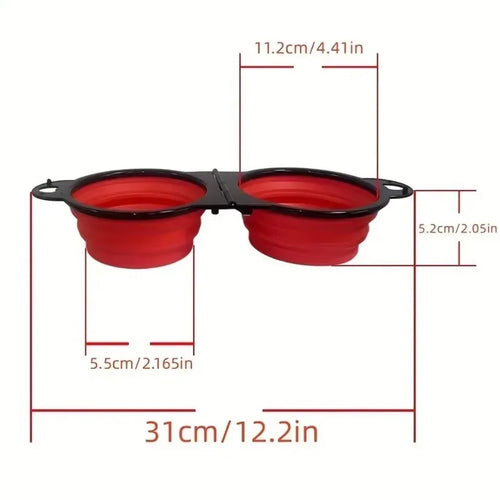 ZHUOJI 2-in-1 Foldable Dual Bowl – Portable Travel Feeding Set