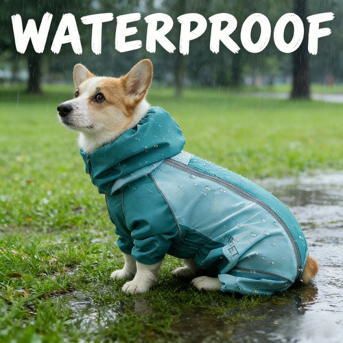 Color Block Four Leg Waterproof Dog Raincoat for Corgi and Dachshund