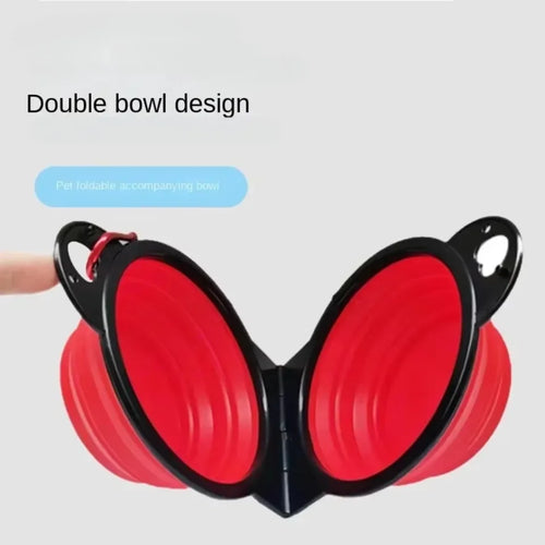 ZHUOJI 2-in-1 Foldable Dual Bowl – Portable Travel Feeding Set