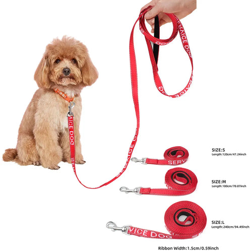 Red Reflective Padded Dog Leash for Outdoor Walking and Running Sport