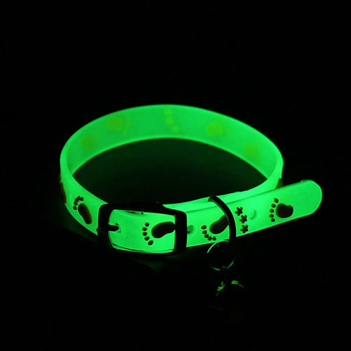 Glow-in-the-Dark Cat & Puppy Collar with Bell - Silicone Anti-Loss Collar