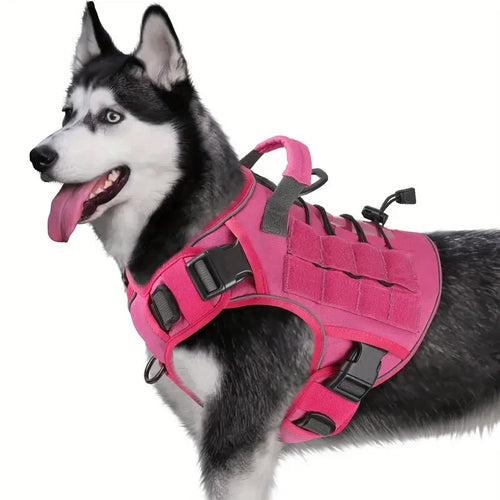 Adjustable No-Pull Tactical Dog Harness with Handle, Reflective Trim