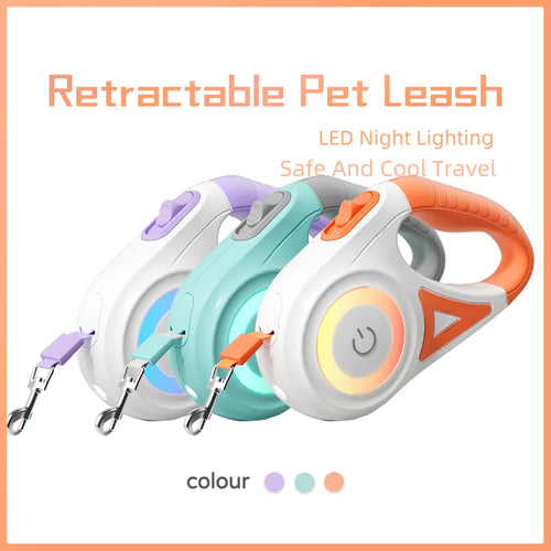 LED Retractable Pet Leash with Light for Small to Big Dogs and Cats