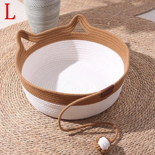 Woven Rattan Cat Bed – Breathable Summer Scratch-Resistant Nest