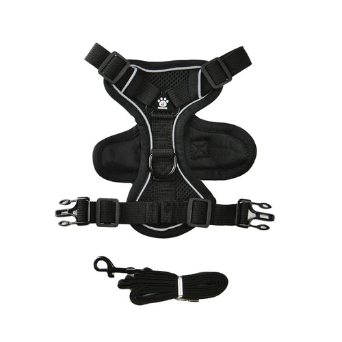 Breathable Puppy Harness Leash Set with Reflective Chest Strap Vest