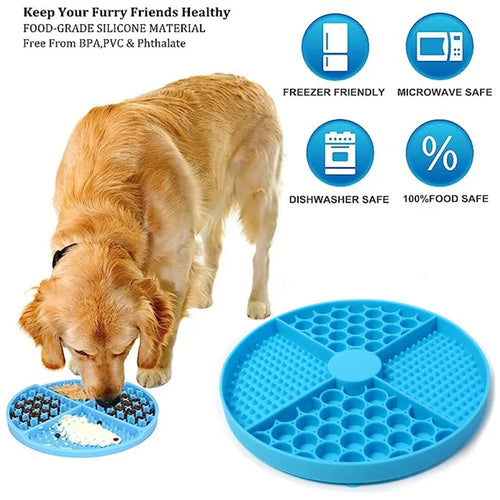 Silicone Licking Mat with Suction Cups – Slow Feeder Pad for Pets