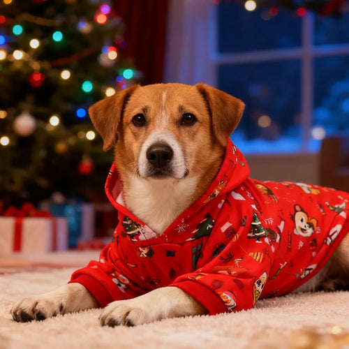 Festive Christmas Dog Hoodie for Autumn and Winter Holiday Pet Clothes