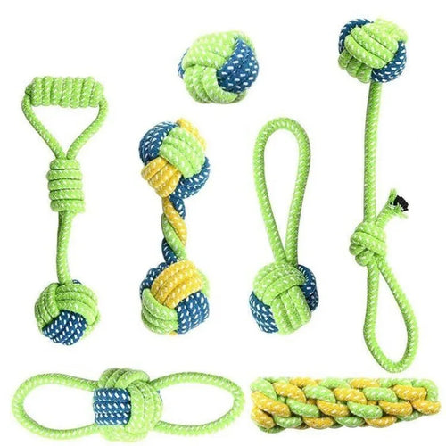 Cotton Rope Chew Ball Toy for Dogs - Interactive Dental Care Time