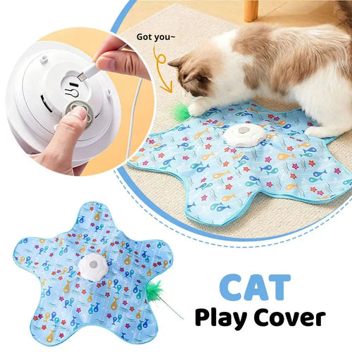 Hide & Seek Automatic Cat Play Mat 360° Feather Hunting Toy