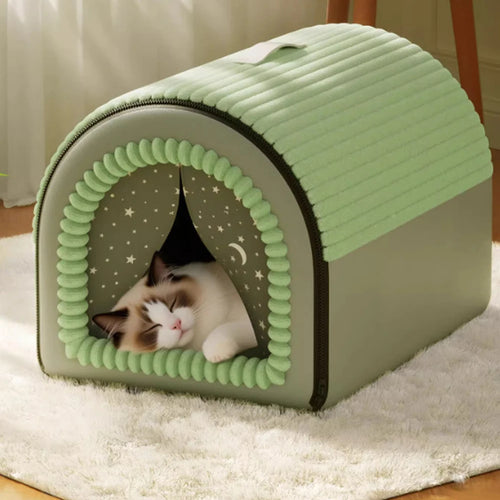Thickened Winter Pet Bed - Enclosed Dog House & Cat Tent, Washable