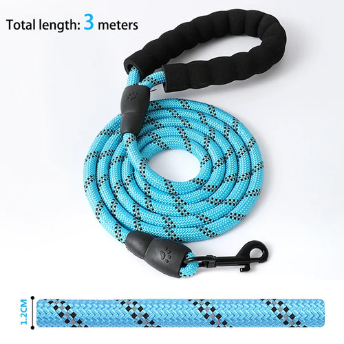 Reflective Nylon Dog Leash – Padded No-Slip Handle, Adjustable Fit
