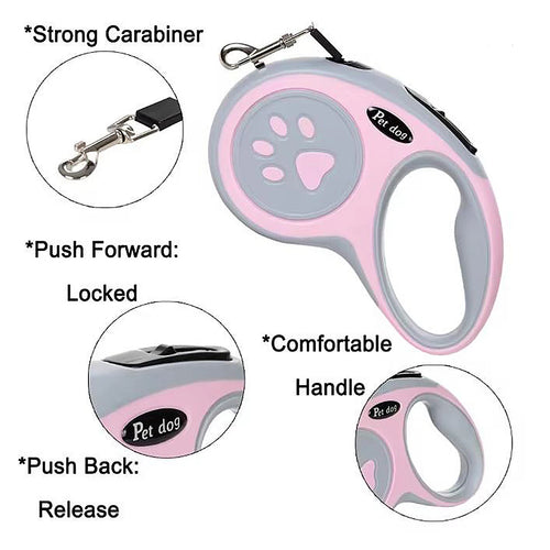 3m 5m Strong Retractable Nylon Dog Leash for Small, Medium, and Large Dogs