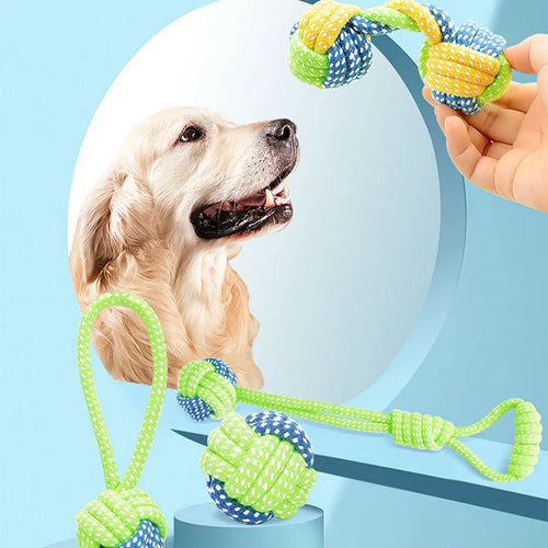 Cotton Rope Chew Ball Toy for Dogs - Interactive Dental Care Time