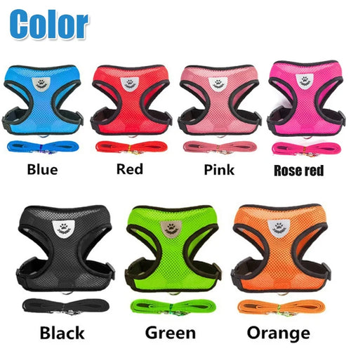 Breathable Mesh Cat & Dog Harness with Leash – Reflective Vest