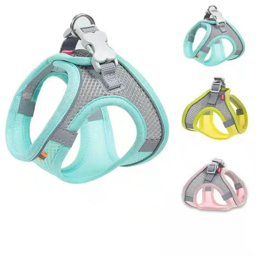 Breathable Mesh Pet Harness with Reflective Safety Stitching Set