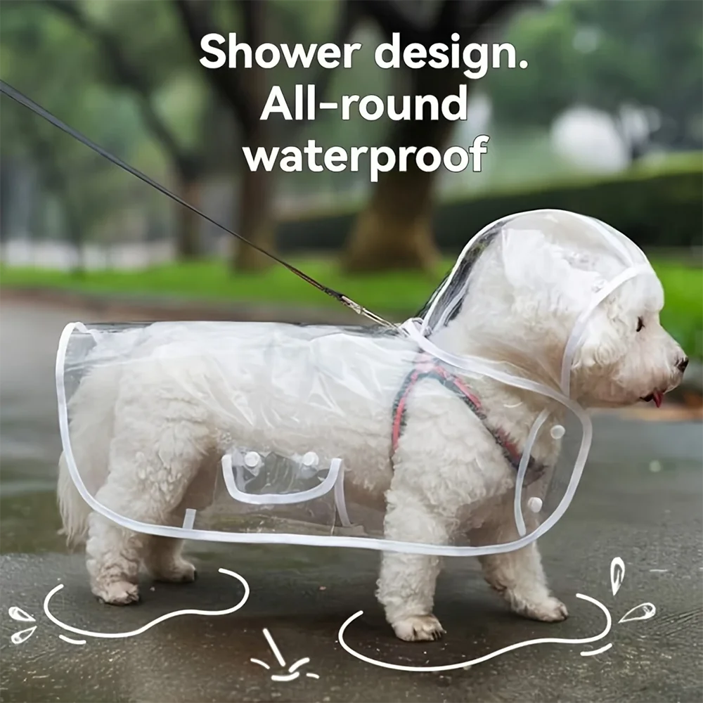 clear waterproof dog raincoat – small & medium breed rain jacket
