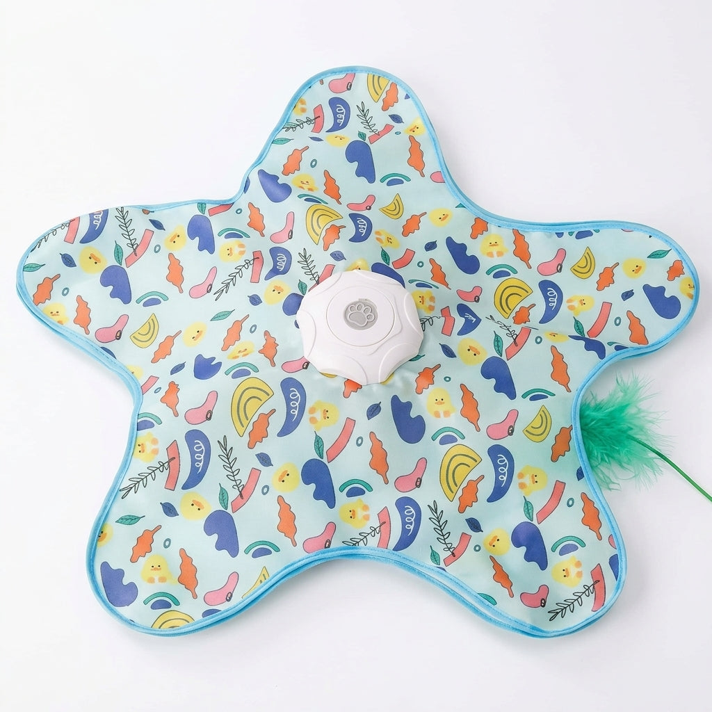 hide & seek automatic cat play mat 360° feather hunting toy