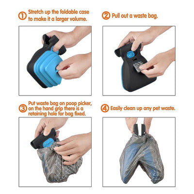 Foldable Dog Poop Scooper with Waste Bags for Easy Cleanup