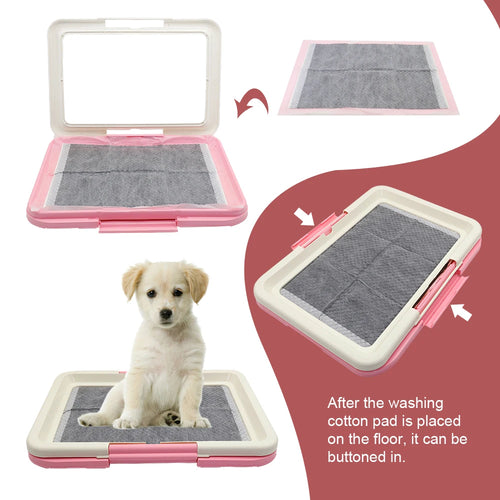 Portable Indoor Dog Potty Tray with Puppy Pad Holder, Small Pets
