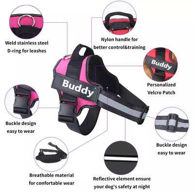 Personalized Reflective Dog Harness – No-Pull Vest for Walking