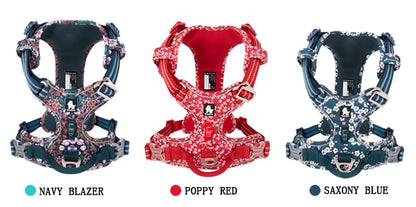 Floral Cotton No-Pull Dog Harness with Padded Comfort, Adjustable