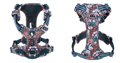 Floral Cotton No-Pull Dog Harness with Padded Comfort, Adjustable