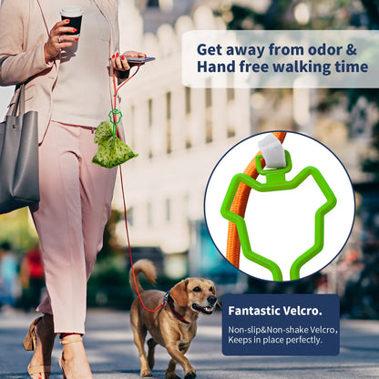 Hands-Free Dog Poop Bag Dispenser with Adjustable Leash Clip Holder