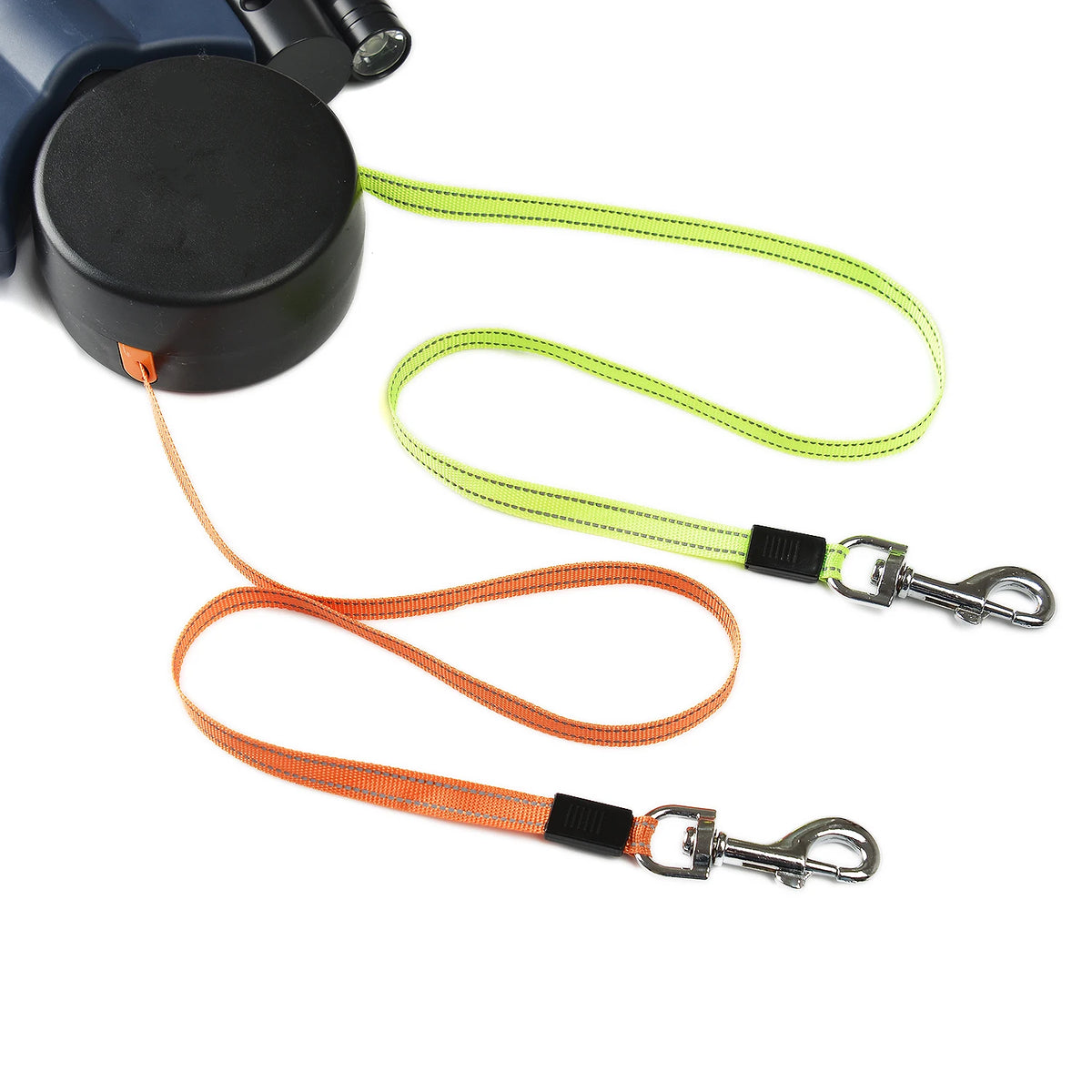 retractable double dog leash 3m reflective no-tangle with led lights