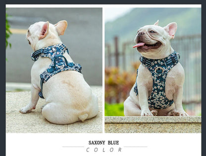 Floral Cotton No-Pull Dog Harness with Padded Comfort, Adjustable