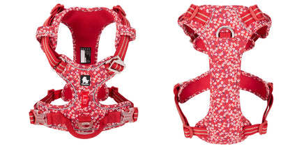 Floral Cotton No-Pull Dog Harness with Padded Comfort, Adjustable