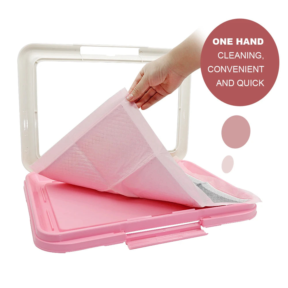 portable indoor dog potty tray with puppy pad holder, small pets