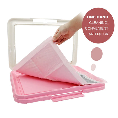 Portable Indoor Dog Potty Tray with Puppy Pad Holder, Small Pets