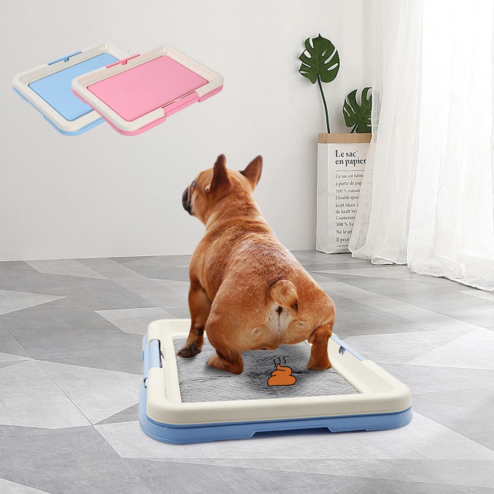 portable indoor dog potty tray with puppy pad holder, small pets