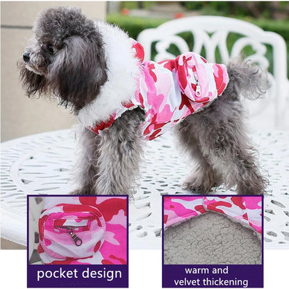 Winter Camouflage Hooded Puppy Coat, Warm Windproof Pet Jacket XS-2XL